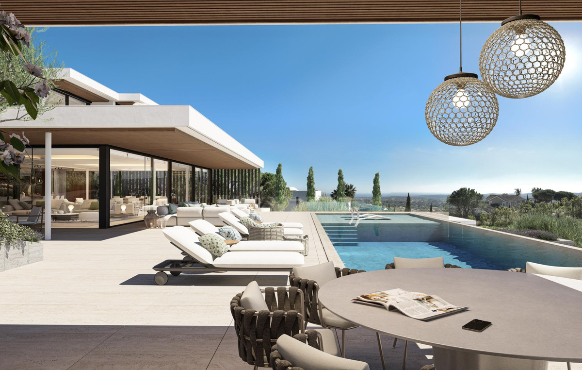 Luxury villa terrace with infinity pool and sea view, Costa del Sol
